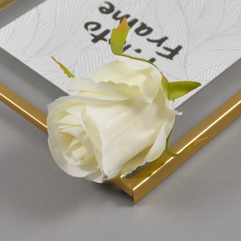 BUNGA ARTIFICIAL PREMIUM VINTAGE ROSE ECER PER PCS TANPA TANGKAI BUNGA HIAS DEKORASI BUKET TANAMAN ARTIFICIAL-Milky White