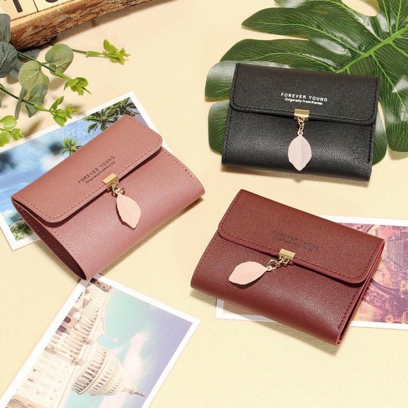 Dompet lipat GOREVER YOUNG Daun tassel Dompet Wanita Kualitas Import Cantik dan Elegan