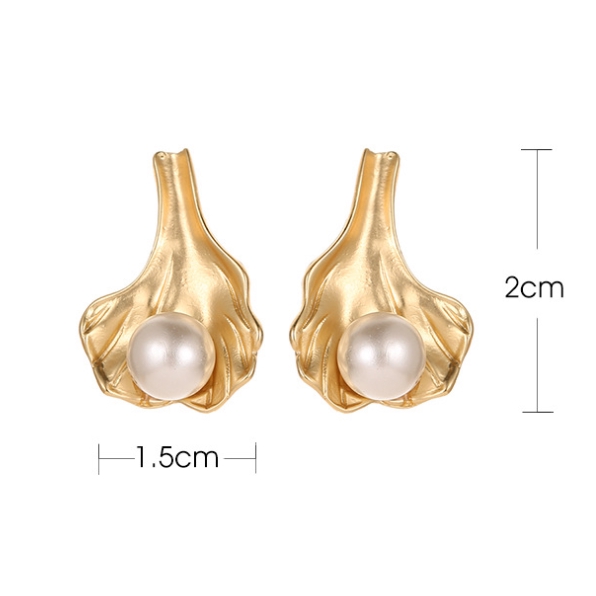 Anting monyet emas geometris Anting-anting korea Anting mutiara fashion daun betina