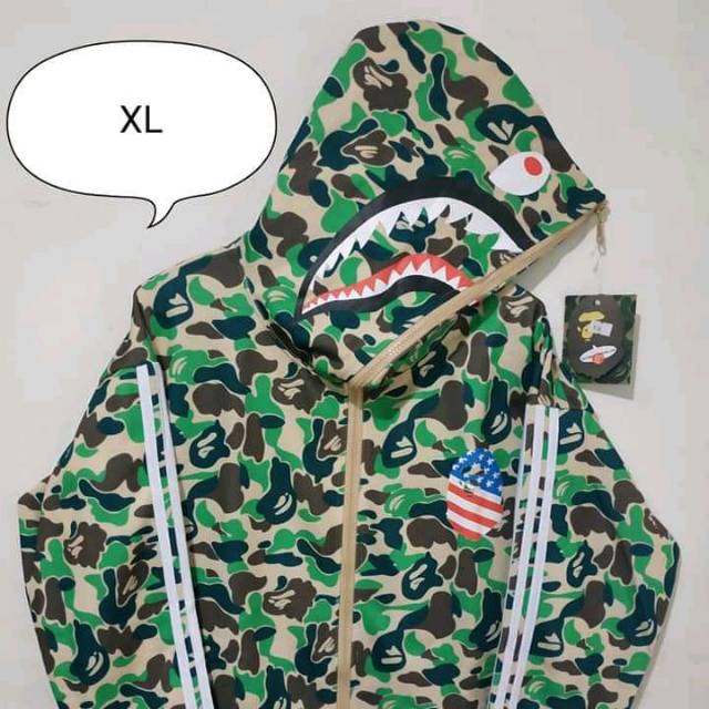 bape x adidas sb shark hoodie green