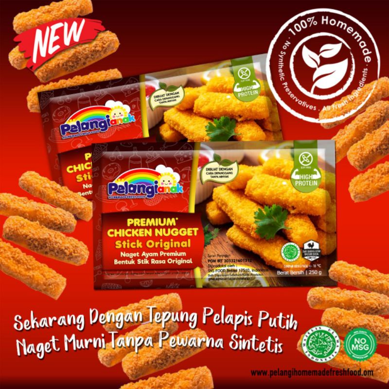 

Pelangi Chicken Nugget Stick Original Homemade No MSG / Pelangi Anak Sehat / Frozen