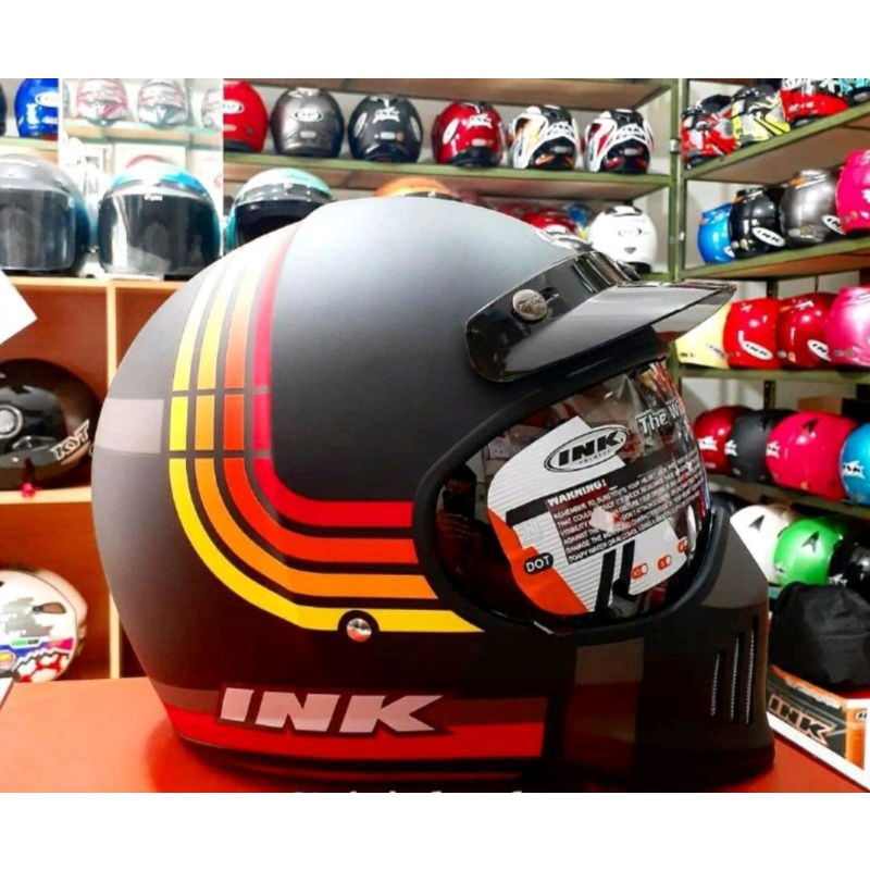 HELM INK TROOPER BORDERLINE BLAK DOFF/RED DAN BLUE