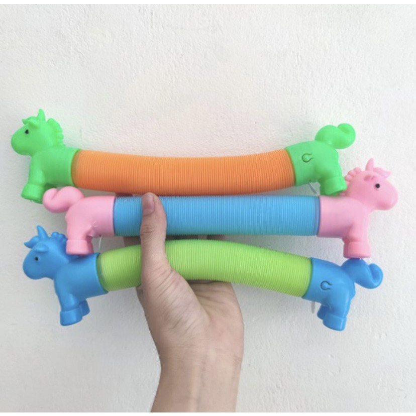 Pop Tube Unicorn LED Tubes Nyala Mainan Anak Tabung Fidget Toy Toys Stress Relief Relieve Pop It Its Squishy Squeeze Edukasi New