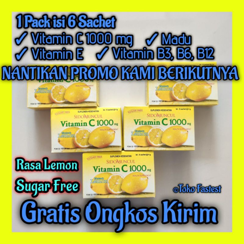 Vitamin C 1000 Mg Isi 6 Sachet Seduh Sidomuncul Sido Muncul Rasa Lemon Sugar Free Shopee Indonesia