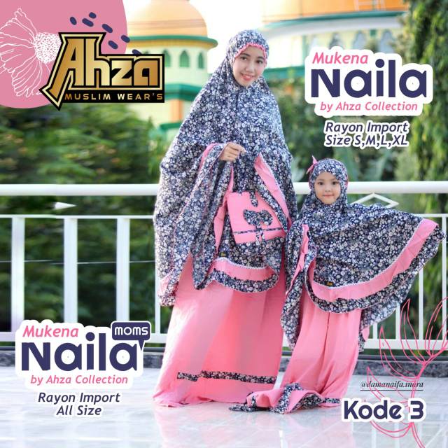 MUKENA COUPLE MOM and KIDS NAILA by Ahza/mukena ibu anak murah terbaru/mukena lebaran