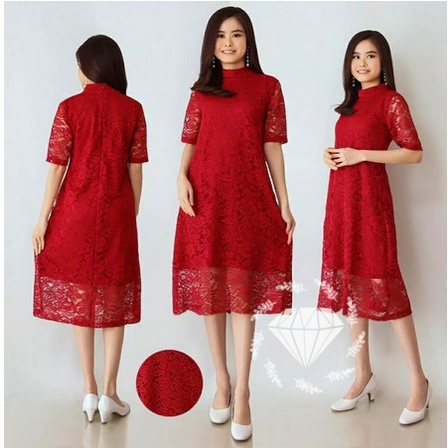 Baju Dress Natal Wanita Remaja Terbaru 2023 /OOTD REMAJA/Dres Brukat Dress Imlek
