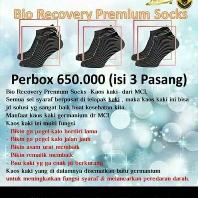 Bio recovery premium sock Kaos kaki MCI 100% original Kaos kaki kesehatan MCI harga untuk 3 pasang