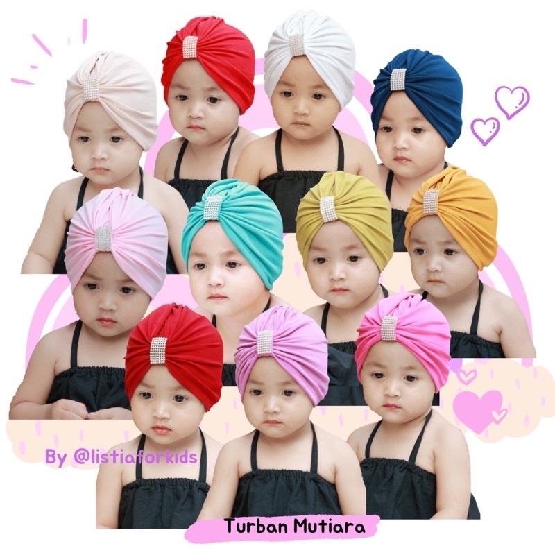 1 Lusin 12 Pcs Turban Mutiara Anak | Turban Anak | Turban Bayi | Alus Collection | BISA C.O.D