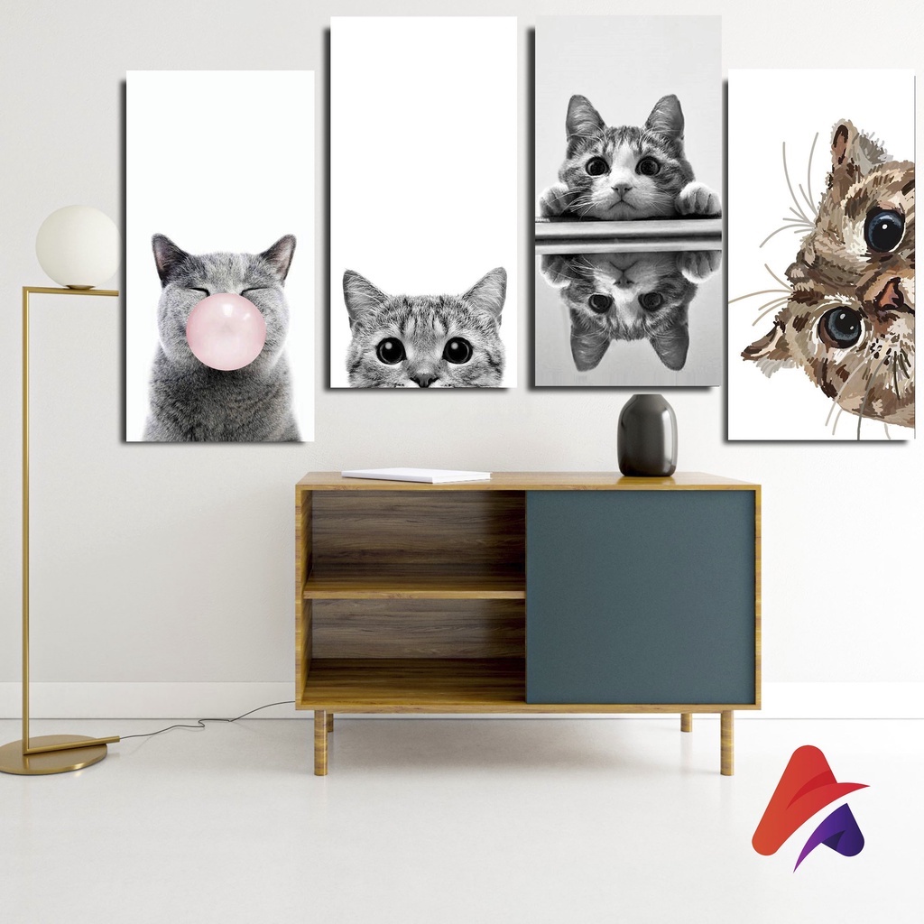 APILITO (15X30 CM) HIASAN DINDING KUCING WALL DECOR HIASAN DINDING KUCING PAJANGAN POSTER KAYU GAMBAR KUCING