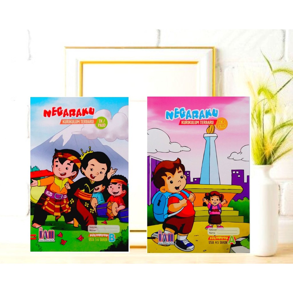 paket buku anak tk / buku mewarnai dan pengetahuan NEGARAKU A Dan B