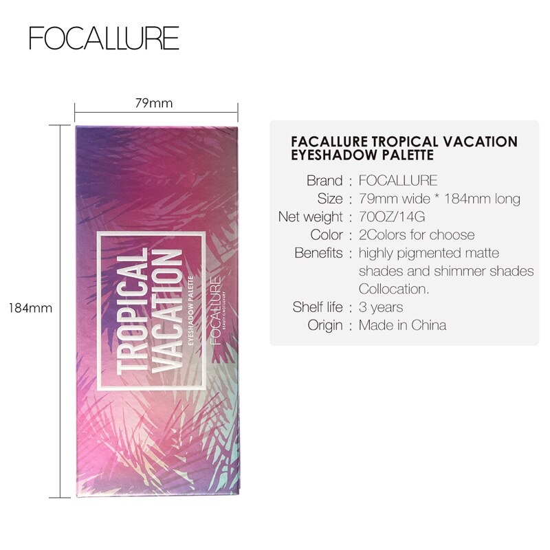 Focallure Tropical Vacation Eyeshadow 14 Colors Eyeshadow Focallure Eyeshadow Palette Focallure Eyeshadow Shimmer FocallurFocallur Focalure Fucallure Focalure Foccalure