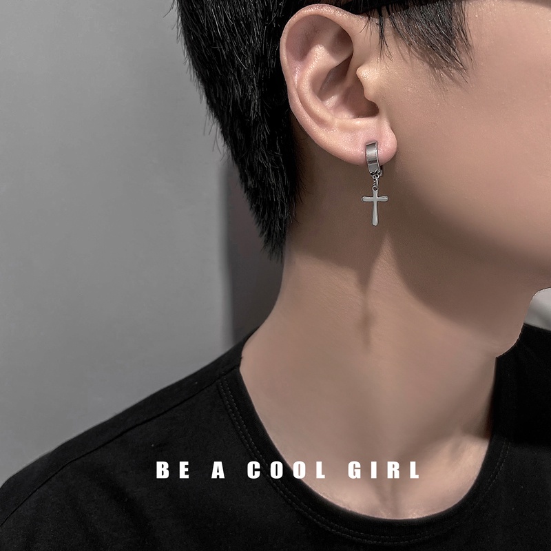 Single Cross Earrings Accessories Trendy Personality Fashion