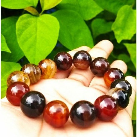 GELANG BATU AKIK NATURAL SULAIMAN MADU SUPER/ KOMBINASI /JUMBO