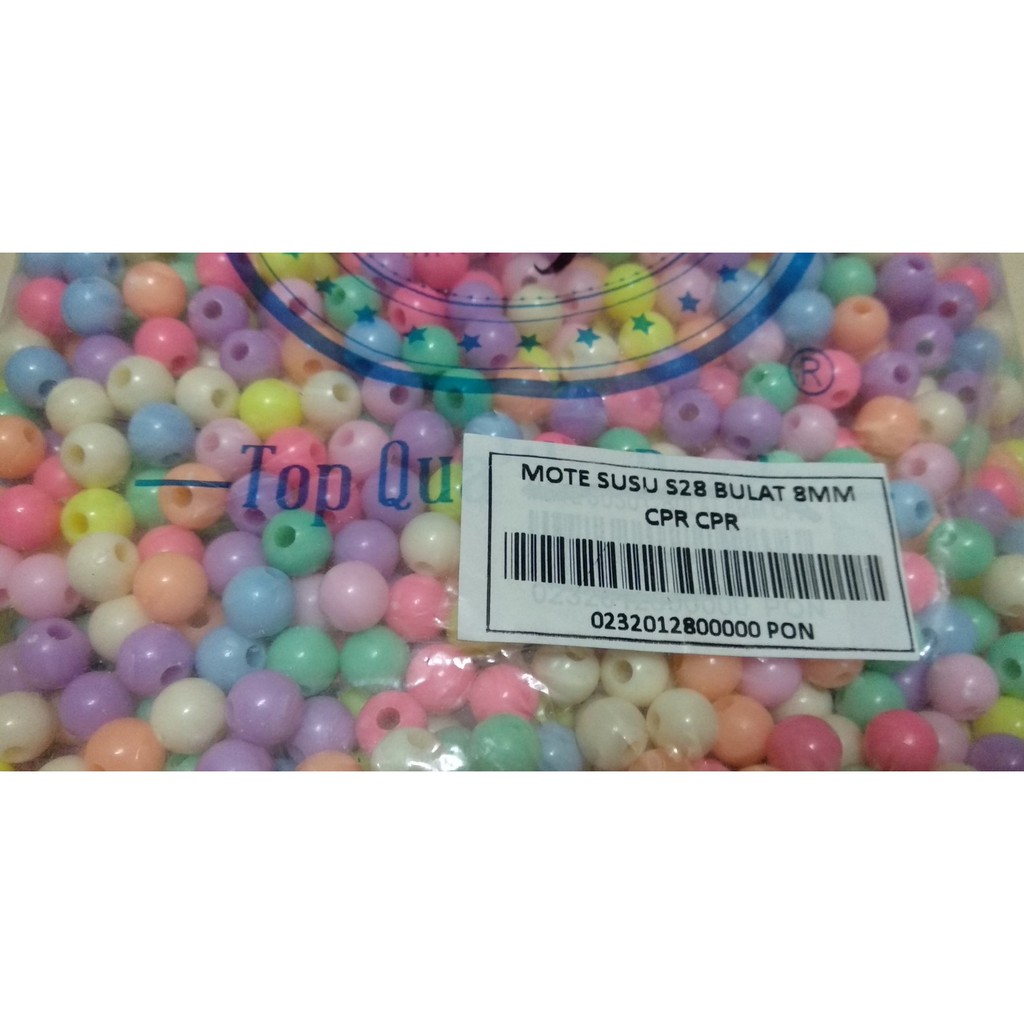 Mote Motif Dop Warna Pastel 8mm 1pon