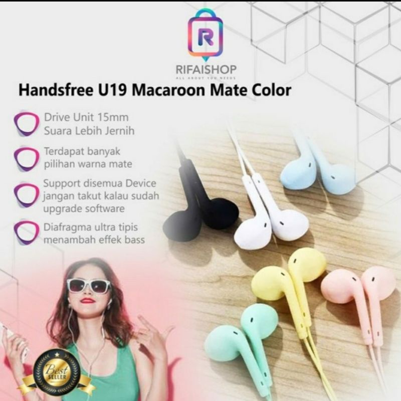 Headset - Handsfree - Earphone U19 Macaron Mate Colour