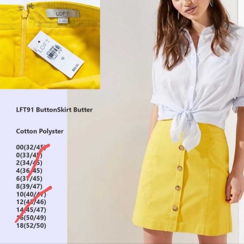 Yellow, LOFT 91 Button Skirt