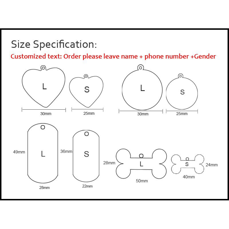 （Ukiran Gratis）Tag nama anjing Tag Nama Bahan Stainless Steel Untuk Anjing / Kucing