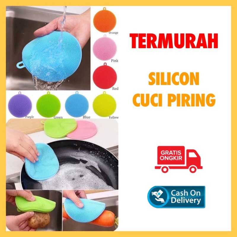 Silicon Silikon Sponge Spons Cuci Piring Murah Bagus Kekinian