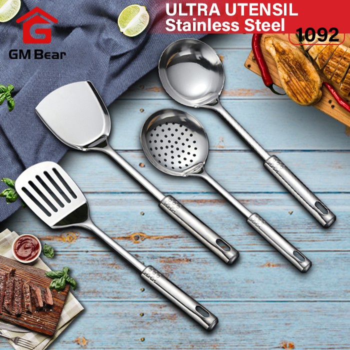 Alat Masak Spatula Set isi 4pcs Sutil Sendok Soup Stainless Steel