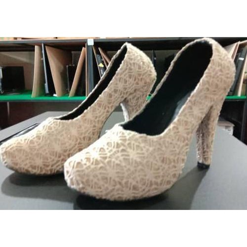KaswanShop - High heels brukat 12 cm (Cream) - Ivory, 36 Terlaris Termurah dan Istimewa