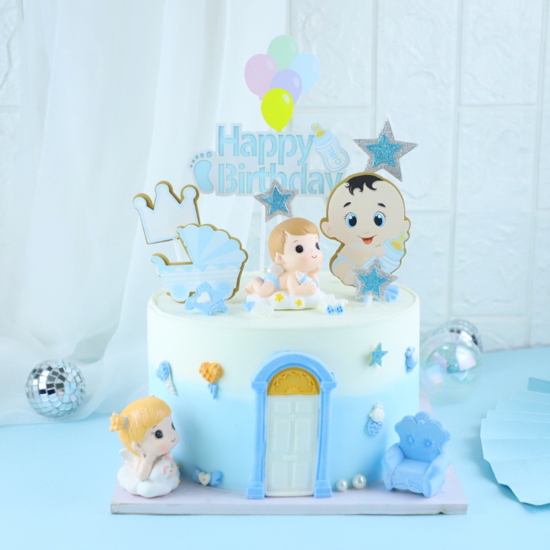 Topper Bayi Tidur 1 Bulan Baby Boy Girls Laki-laki Wanita dan Tenda Cake Ulang Tahun