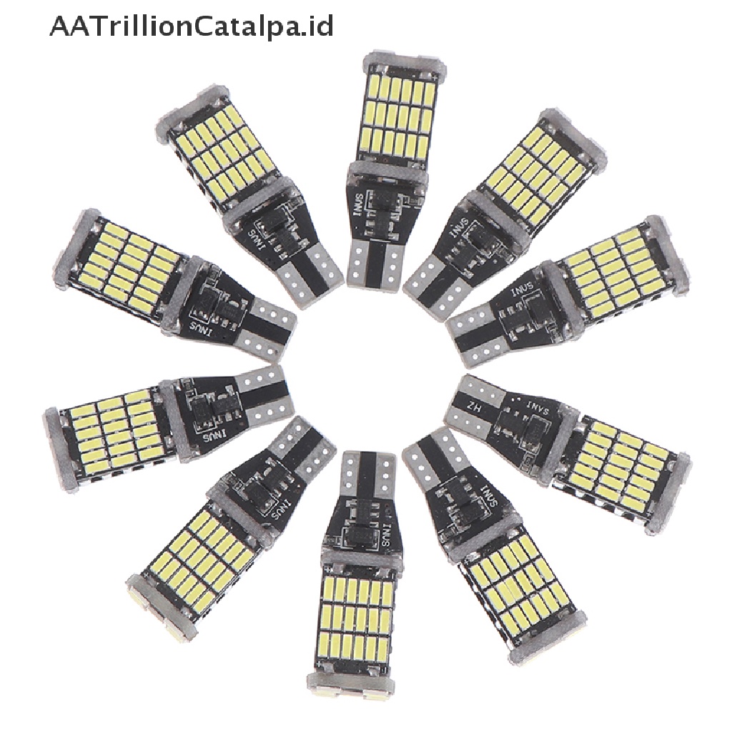 Aatrillioncatalpa 10Pcs Lampu LED 45smd 4014 T15 W16W 6000K Warna Putih Untuk Mundur Mobil