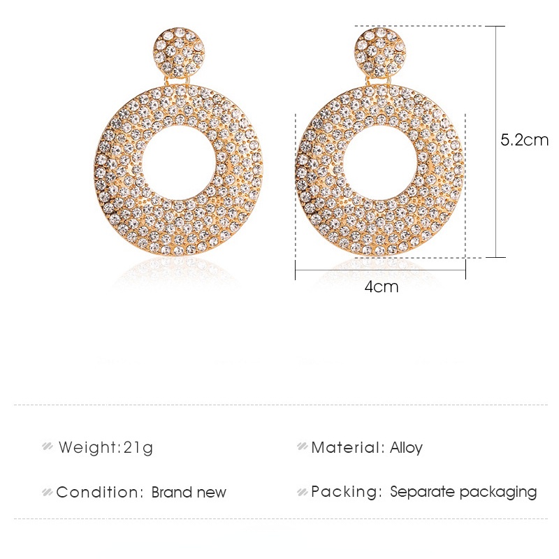 Anting Tusuk Gantung Desain Geometri Hias Berlian Gaya Retro Untuk Wanita