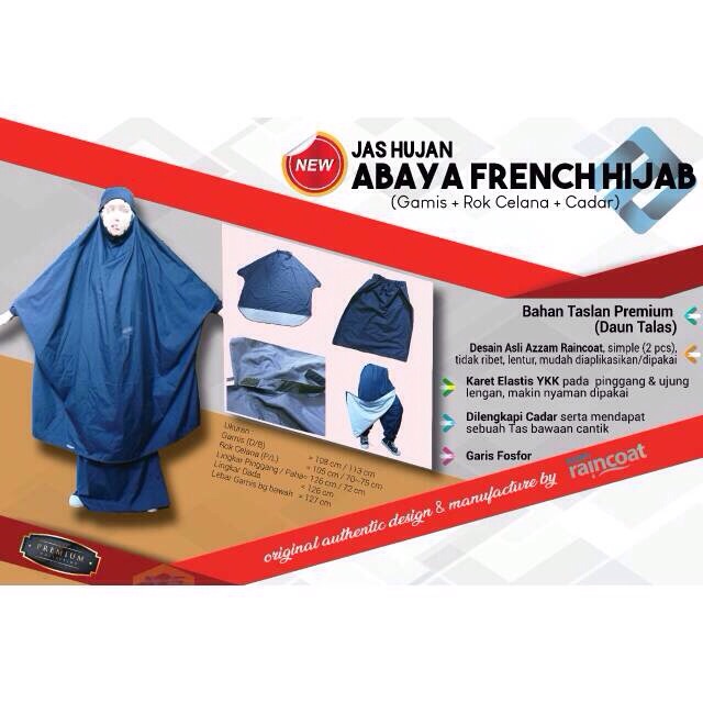 Jas Hujan Abaya Taslan Original Azzam Raincoat Tidak Mudah Basah