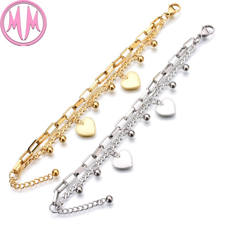 MORYMOSHI B32 Gelang Wanita Titanium Stainless Love Anti Karat Anti Luntur Fashion Korea