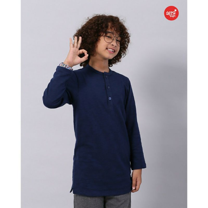 Koko Basic Afrakids Navy KK001 Baju Koko Anak Muslim