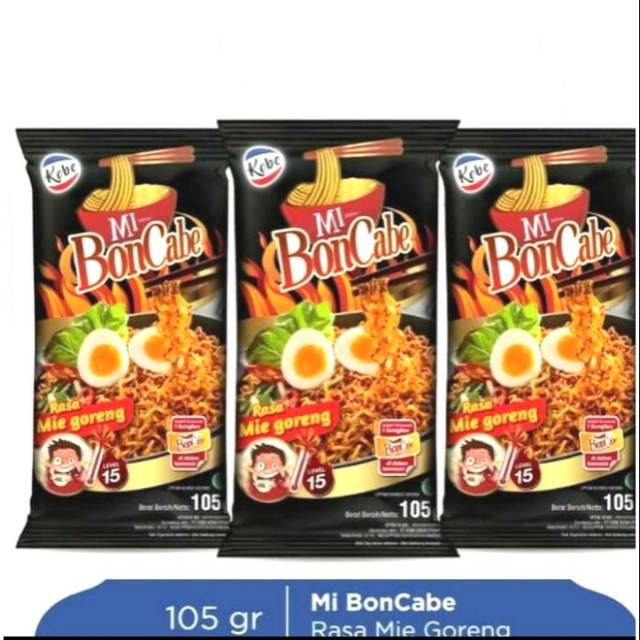 

Kobe mie goreng Boncabe+bumbu tabur level 15 105gr