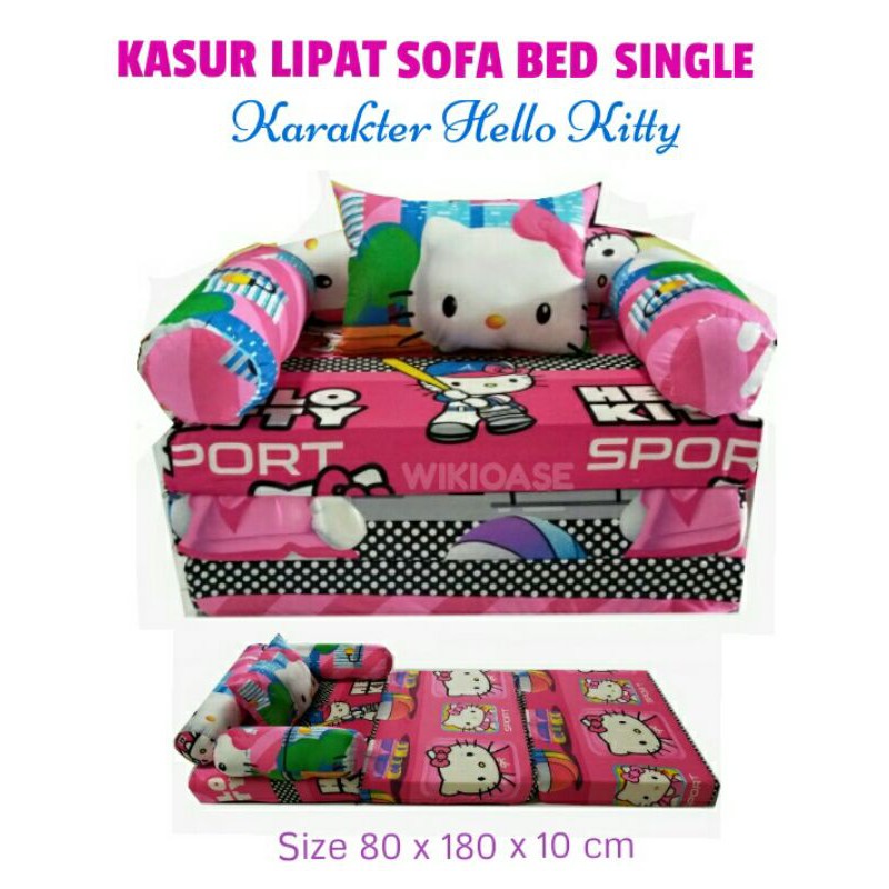 Kasur Anak Perempuan Single Lipat Karakter Hello Kitty  Katun Kembut Murah Busa Yellow Awet