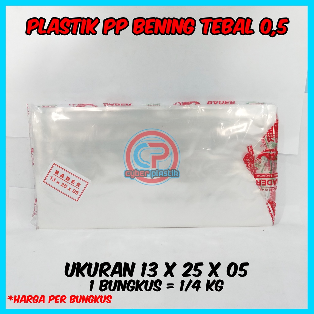 Plastik PP Bening Tebal ukuran 13 x 25 x 05