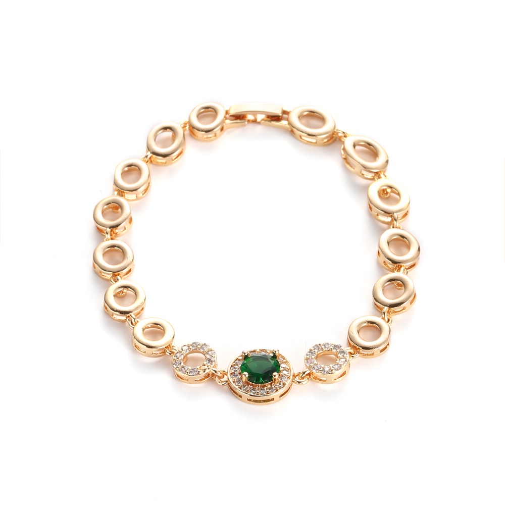 ♥️Moya0158✨Gelang Rantai Titanium Lapis Emas Mewah Permata Fashion Aksesoris Gelang Wanita D228