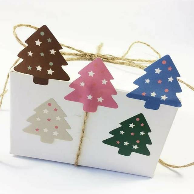 

Sticker Merry Xmas Model Pohon Warna Warni 1 Lembar 10 PCS