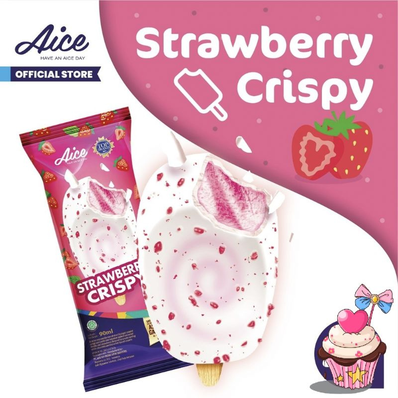 

Aice es krim strawbery crispy 1 box isi 40 pcs