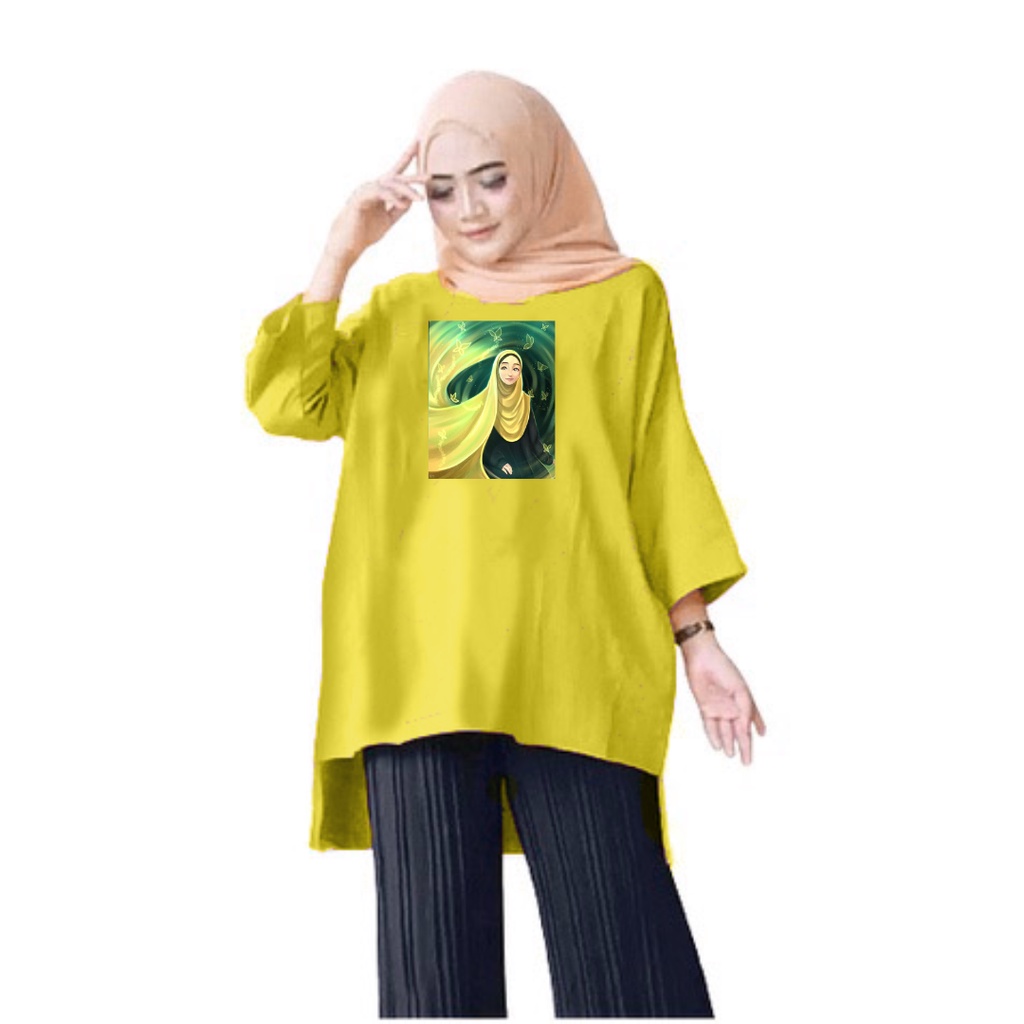 Tunik Jumbo Wanita Hijab Kuning / Atasan Muslim Wanita XL, XXL