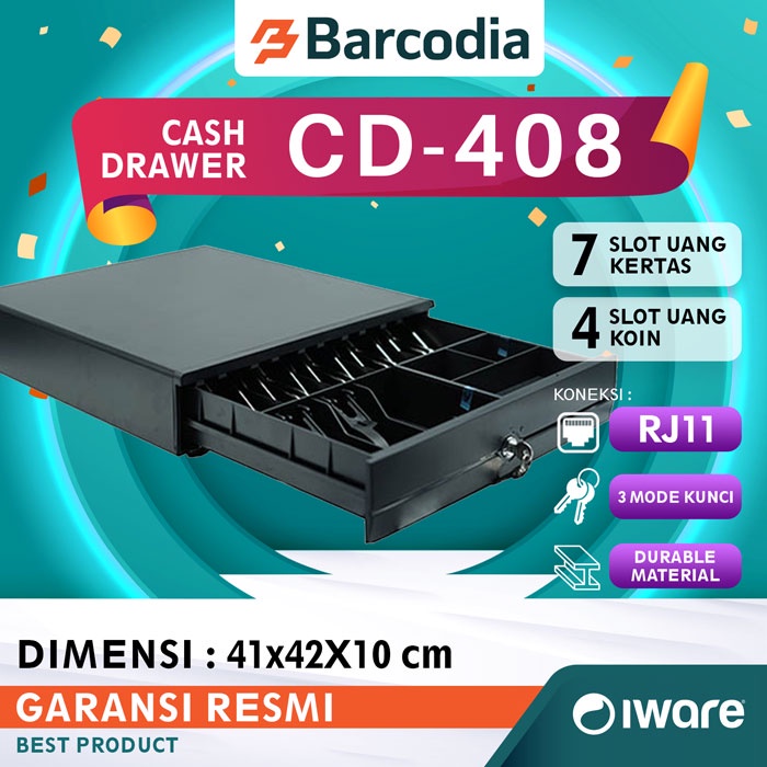 CASH DRAWER IWARE CD-408 FULL BLACK - LACI KASIR PREMIUM