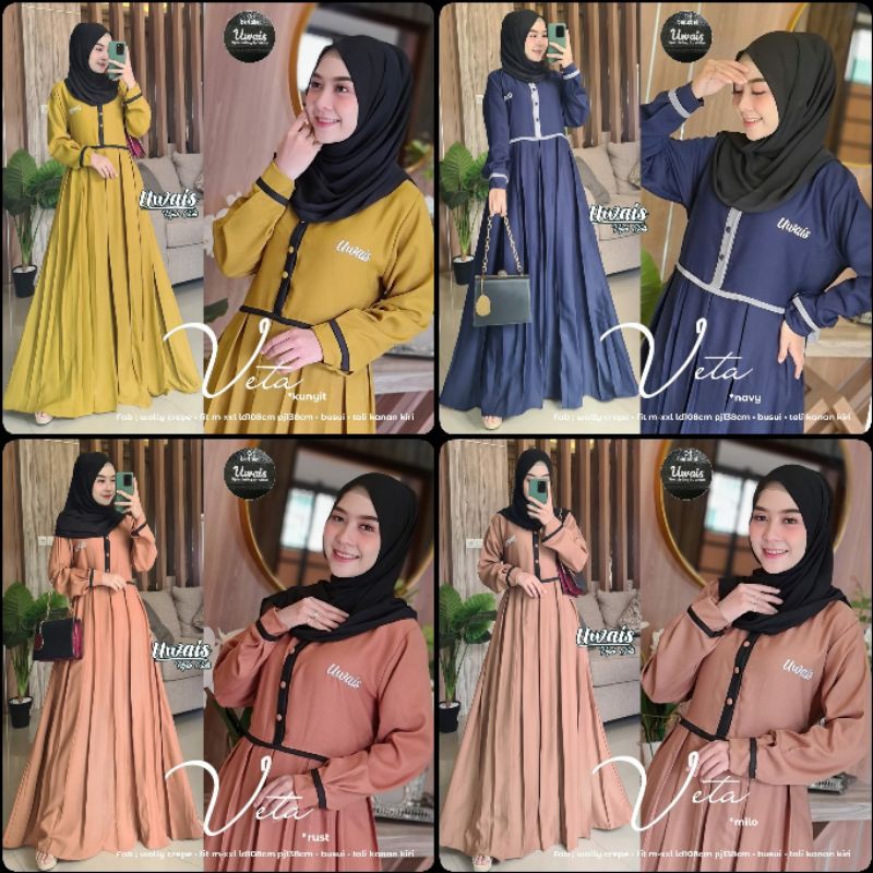 BAJU GAMIS CANTIK BEST SELLER WANITA MUSLIMAH SYARI TERBARU MURAH ORI 2020 VETA MAXY BY UWAIS