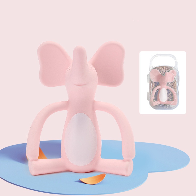 Mary 1pc Mainan Teether Silikon Bentuk Kartun Gajah Untuk Bayi