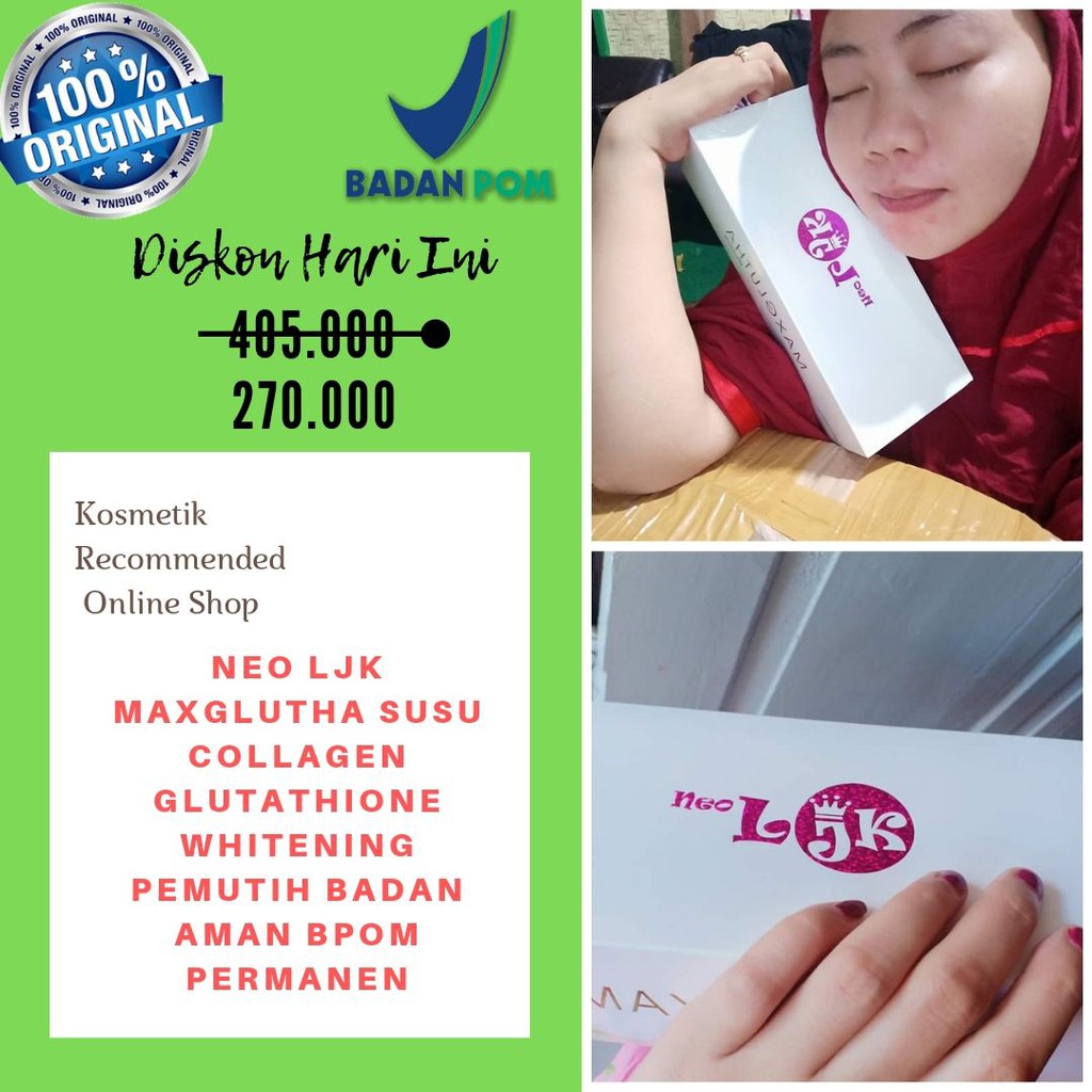Neo LJK MaxGlutha Glutathione Whitening Ampuh Permanen BPOM