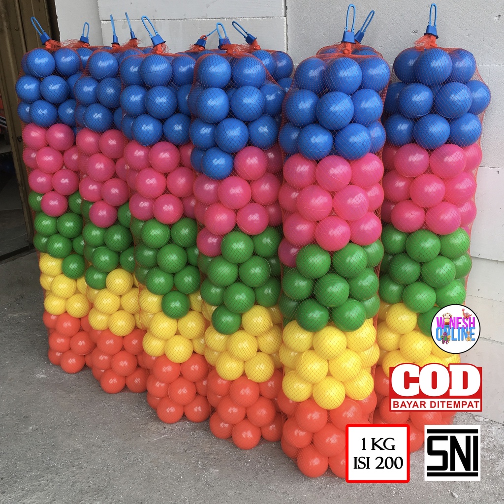 (SNI) 1kg 200 pcs Bola Warna Plastik / Bola Mandi Bola