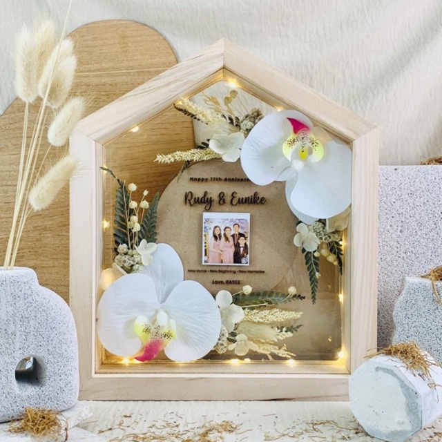 KADO / MAHAR ANGGREK GRAFIR FRAME BENTUK RUMAH HADIAH KADO UNIK UNTUK BESTIE | KADO COWOK | HADIAH C