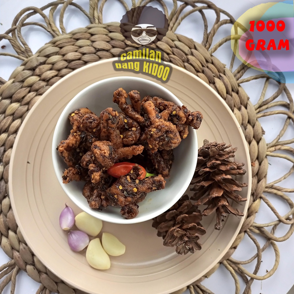 

Cemilan Pedas Keripik Usus Crispy Kripsus Kriuk Pedas Gurih DAun Jeruk isi 1kg/1000 gram