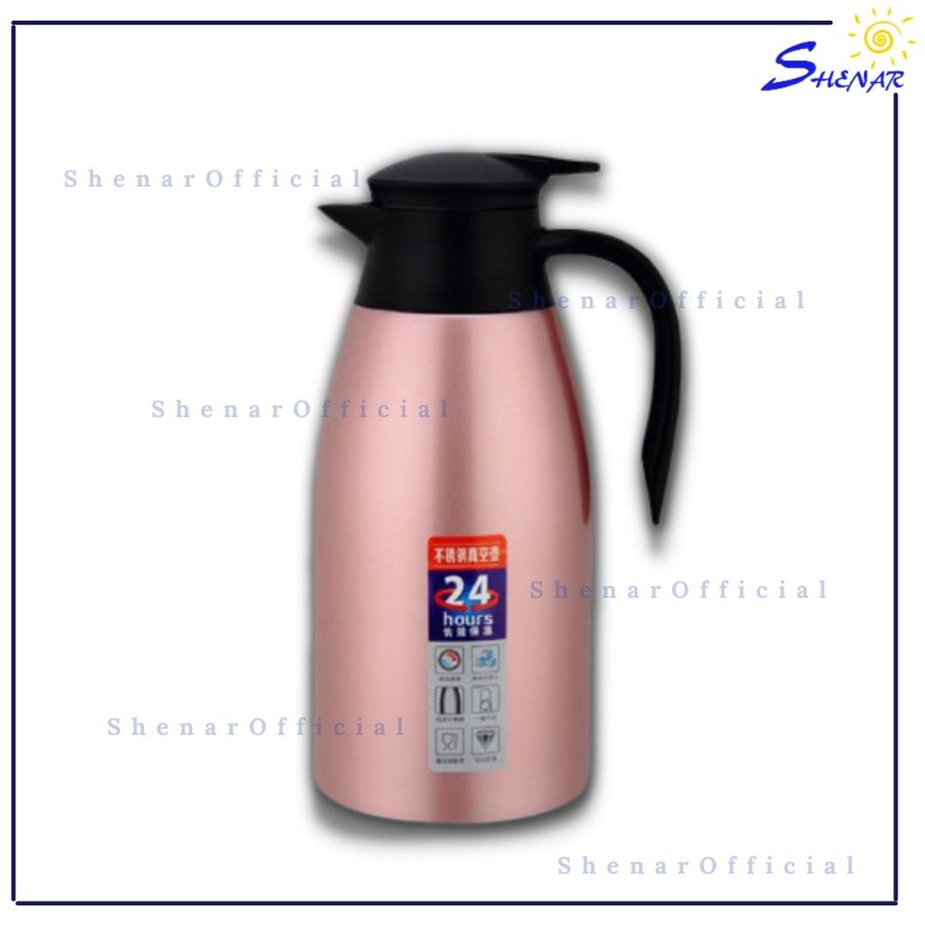 SHENAR EUROPEAN VACUUM JUG TERMOS STAINLESS STEEL VACUUM JUG KAPASITAS 2 LITER TERMOS AIR PANAS 3 VARIAN WARNA