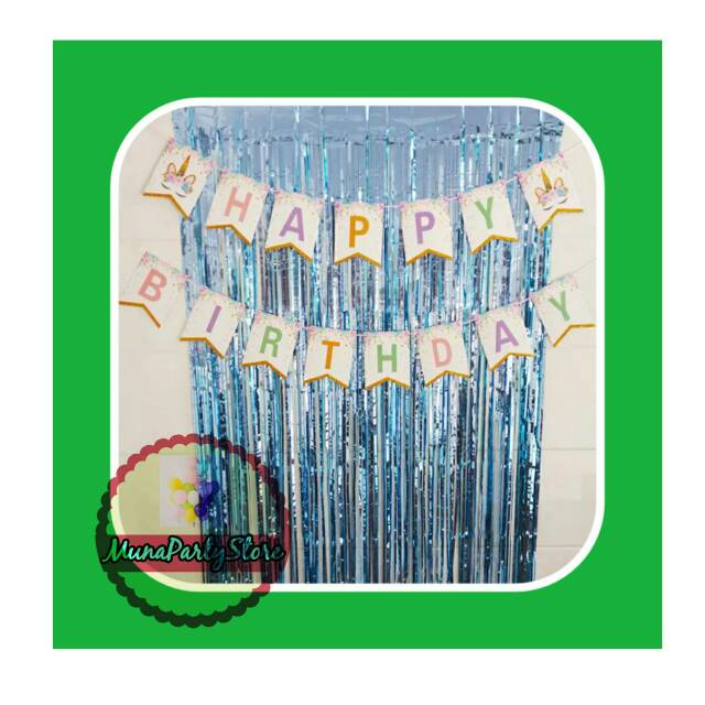 Tirai foil Biru muda/ Hiasan party / Slinger foil