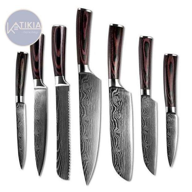 

PISAU DAPUR SET DAMASCUS PATTERN STAINLESS STEEL 7 PCS - DL7 BVN65496G