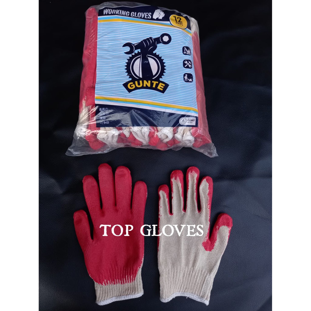 Sarung Tangan Dipping GUNTE - Sarung Tangan Rajut Benang 3 Lapis Latex - Working Gloves