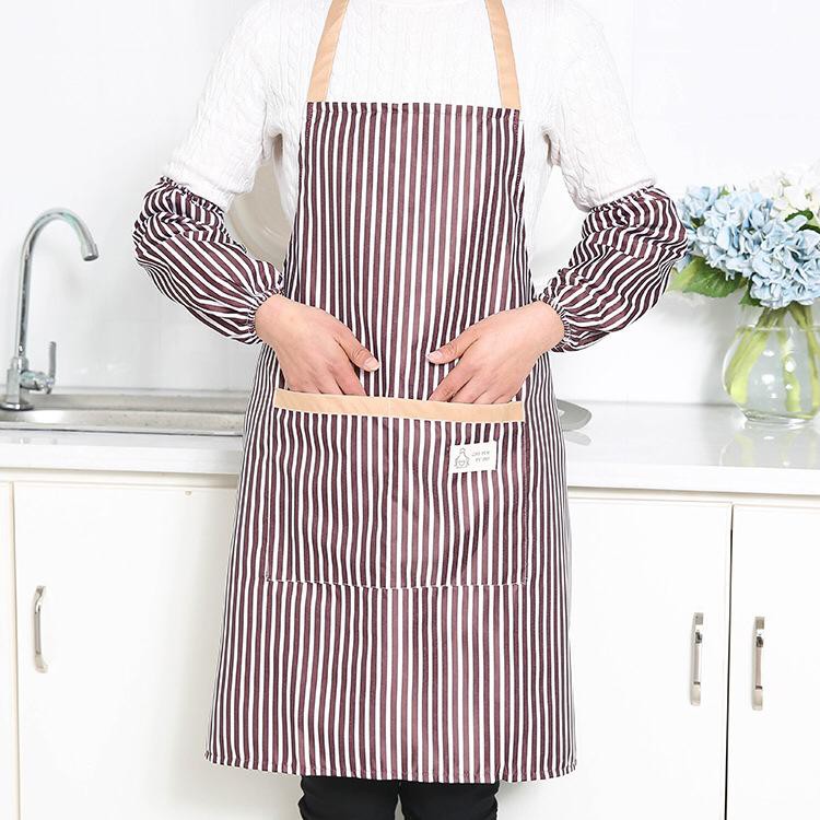 UNNISO - Apron Set Motif Stripe Lengkap Dengan Sarung Lengan
