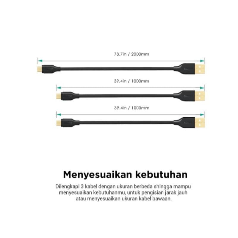 Aukey CB-MD3 Cable 3 in 1 Micro USB 2.0 Gold Plate Isi 3 PCS CBMD3